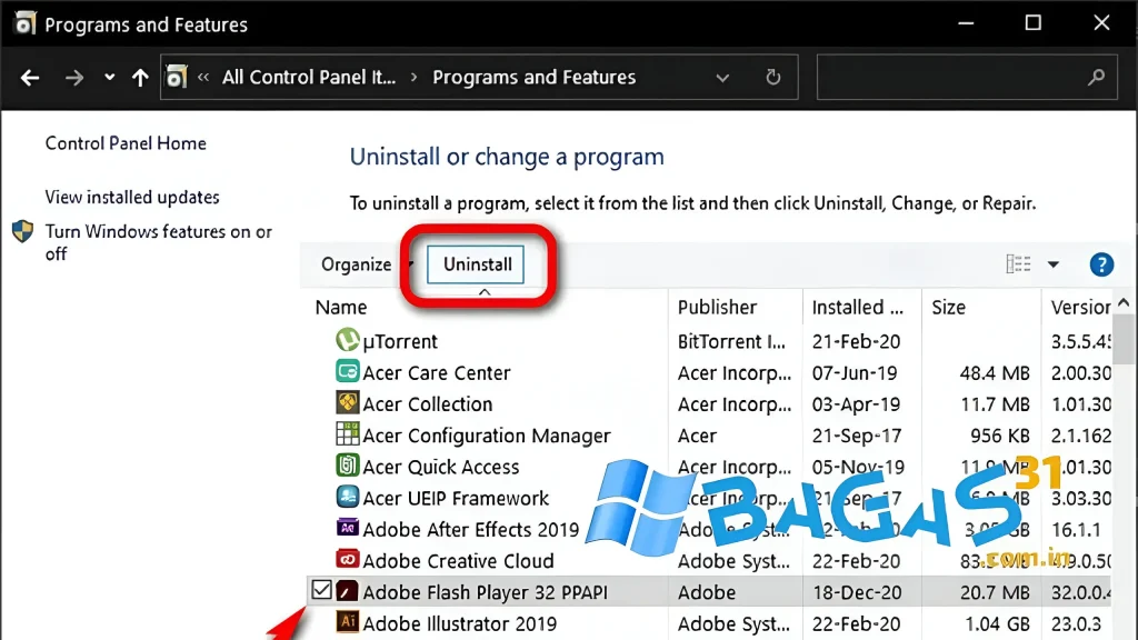 Adobe Flash Player Uninstaller